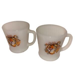 Fire King Tony The Tiger Pair of Mugs Anchor Hocking Made in USA Vintage